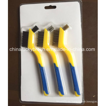 7 pulgadas de dos colores de plástico manejar mini cepillo de alambre (YY-539)